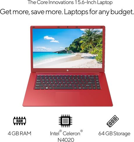 كمبيوتر محمول Core Innovations مقاس 15.6 بوصة عالي الدقة Intel 4GB RAM و64GB SSD مع نظام التشغيل Windows 11 - أزرق in Kuwait