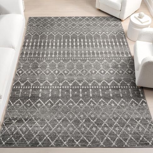 nuLOOM 2x16 Moroccan Blythe Area Rug, Black, Faded Bohemian Design, Stain Resistant, For Bedroom, Dining Room, Living Room, Hallway, Office, Kitchen, Entryway in Saudi Arabia
