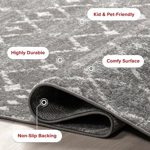 nuLOOM 2x16 Moroccan Blythe Area Rug, Black, Faded Bohemian Design, Stain Resistant, For Bedroom, Dining Room, Living Room, Hallway, Office, Kitchen, Entryway in Saudi Arabia