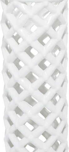 Deco 79 Ceramic Decorative Vase Centerpiece Vases with Cut Out Patterns, set of 2 Vases for Home Decoration 4" x 4" x 12", White in Saudi Arabia