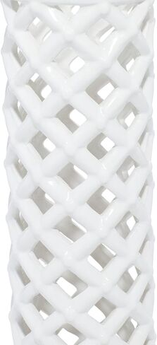 Deco 79 Ceramic Decorative Vase Centerpiece Vases with Cut Out Patterns, set of 2 Vases for Home Decoration 4" x 4" x 12", White in Saudi Arabia