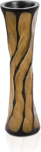 Aeravida Beautifully Slanting 14-inch Brown Mango Wood Concaving Vase | Modern Mango Tree Wood Flower Vase | Handmade Home Office Table Vase| Flower Vases Decorative | Gift for Speacial Day in Saudi Arabia