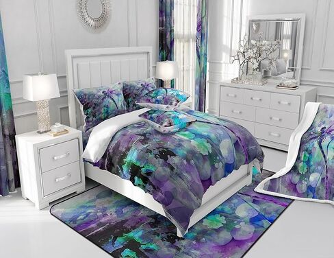 jejeloiu اليعسوب الجدار شنقا XLarge 70 "× 92" نسيج مجردة للأطفال بنين بنات الفن الحديث جدار بطانية رومانسية الأرجواني الأزرق جدار الفن غرفة نوم المفروشات in Kuwait