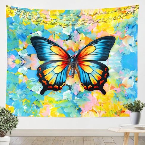 jejeloiu اليعسوب الجدار شنقا XLarge 70 "× 92" نسيج مجردة للأطفال بنين بنات الفن الحديث جدار بطانية رومانسية الأرجواني الأزرق جدار الفن غرفة نوم المفروشات in Kuwait