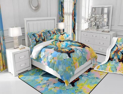 jejeloiu اليعسوب الجدار شنقا XLarge 70 "× 92" نسيج مجردة للأطفال بنين بنات الفن الحديث جدار بطانية رومانسية الأرجواني الأزرق جدار الفن غرفة نوم المفروشات in Kuwait