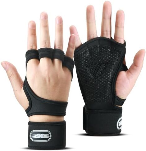 Sports New Ventilated Weight Lifting Workout Gloves with Built-in Wrist Wraps for Men and Women - Great for Gym Fitness, Cross Training, Hand Support & Weightlifting. in Saudi Arabia