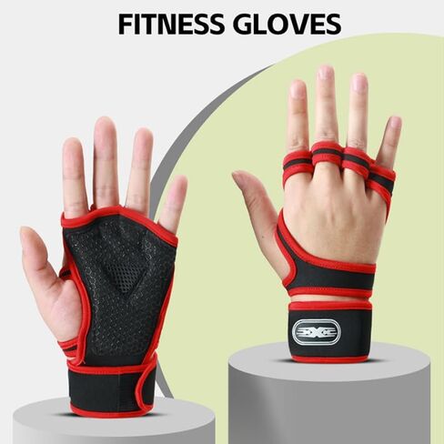 Sports New Ventilated Weight Lifting Workout Gloves with Built-in Wrist Wraps for Men and Women - Great for Gym Fitness, Cross Training, Hand Support & Weightlifting. in Saudi Arabia