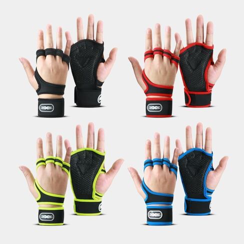 Sports New Ventilated Weight Lifting Workout Gloves with Built-in Wrist Wraps for Men and Women - Great for Gym Fitness, Cross Training, Hand Support & Weightlifting. in Saudi Arabia