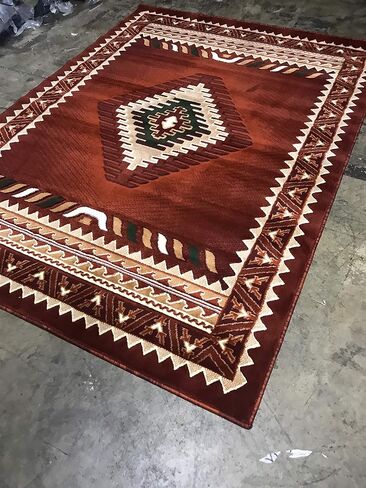 Kingdom Southwest Native American Runner Area Rug Blue & Brown Design D143 (2 Feet X 7 Feet) in Kuwait