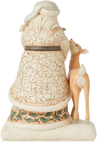 Enesco Jim Shore Heartwood Creek White Woodland Santa Holding a Fawn Figurine- Stone Resin Hand Painted Crafted Collectible Santa Figurines Christmas Home Decor Statue, 10.63 Inch in Saudi Arabia