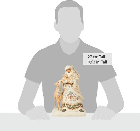 Enesco Jim Shore Heartwood Creek White Woodland Santa Holding a Fawn Figurine- Stone Resin Hand Painted Crafted Collectible Santa Figurines Christmas Home Decor Statue, 10.63 Inch in Saudi Arabia