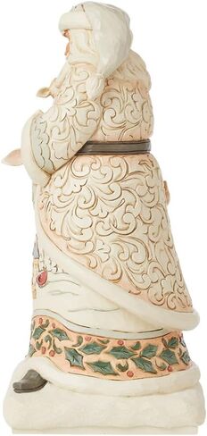 Enesco Jim Shore Heartwood Creek White Woodland Santa Holding a Fawn Figurine- Stone Resin Hand Painted Crafted Collectible Santa Figurines Christmas Home Decor Statue, 10.63 Inch in Saudi Arabia