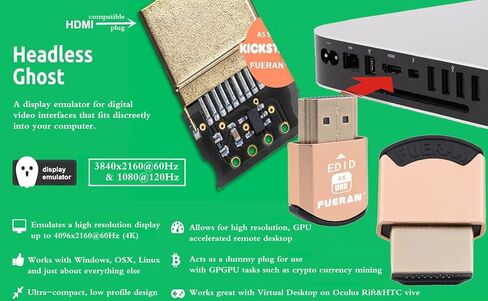 دمية التوصيل بدون رأس محاكي عرض الشبح متوافق مع HDMI متوافق مع HDMI (مناسب بدون رأس-1920x1080 الجيل الجديد عند 60 هرتز) -6 عبوات in Saudi Arabia