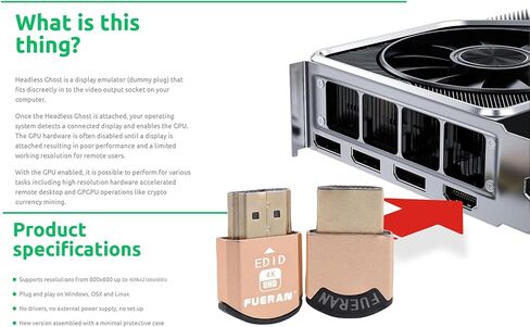 دمية التوصيل بدون رأس محاكي عرض الشبح متوافق مع HDMI متوافق مع HDMI (مناسب بدون رأس-1920x1080 الجيل الجديد عند 60 هرتز) -6 عبوات in Saudi Arabia