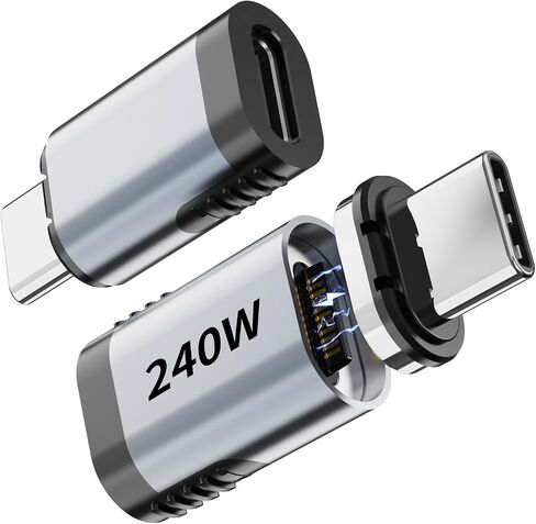 USB C Magnetic Adapter 240w, Magnetic USB C Adapter Detachable, 24 Pin with PD Fast Charging 40Gbps 8K 60Hz for Thunderbolt 3/4, MacBook Pro/Air/, PS5 PSVR2 in Saudi Arabia