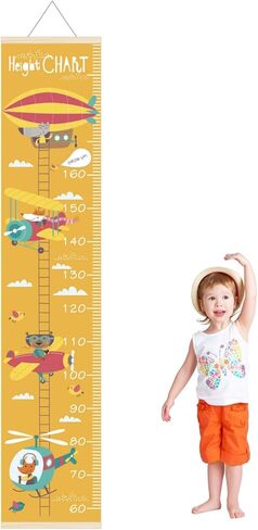 Kids Growth Charts - 11.8 "X55.9" Thick Oil Painting Canvas Disassembly Babies and Children's Height Chart, Children's Wooden Frame Measurement Rules, for Wall Decoration(Sunflower Bee) in Saudi Arabia