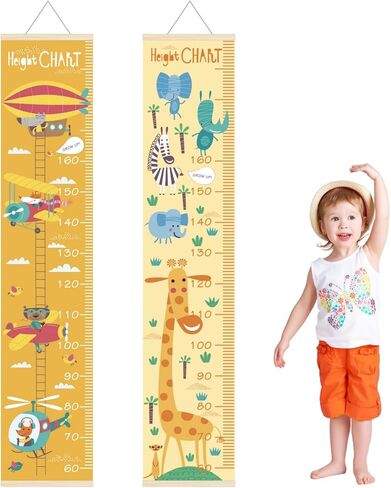Kids Growth Charts - 11.8 "X55.9" Thick Oil Painting Canvas Disassembly Babies and Children's Height Chart, Children's Wooden Frame Measurement Rules, for Wall Decoration(Sunflower Bee) in Saudi Arabia