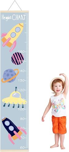 Kids Growth Charts - 11.8 "X55.9" Thick Oil Painting Canvas Disassembly Babies and Children's Height Chart, Children's Wooden Frame Measurement Rules, for Wall Decoration(Sunflower Bee) in Saudi Arabia