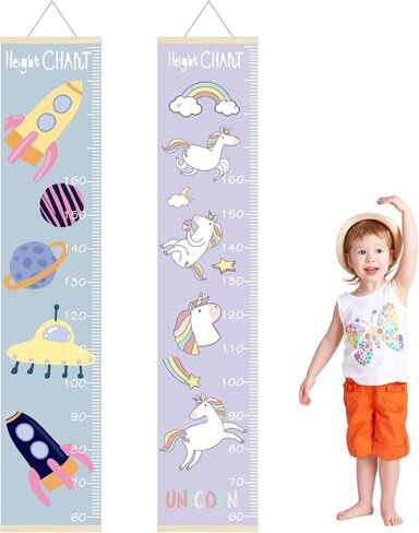 Kids Growth Charts - 11.8 "X55.9" Thick Oil Painting Canvas Disassembly Babies and Children's Height Chart, Children's Wooden Frame Measurement Rules, for Wall Decoration(Sunflower Bee) in Saudi Arabia