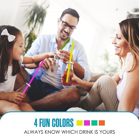 Jumbo Smoothie Straws, 100 pack, 10.5 in, Boba Straw, Extra Wide & Fat, Multi-Color, 0.5" Diameter, Large, Polypropylene Plastic, BPA Free, Reuseable, Milkshakes, Tea, Coffee, Bubble Milk | Houseables in Kuwait