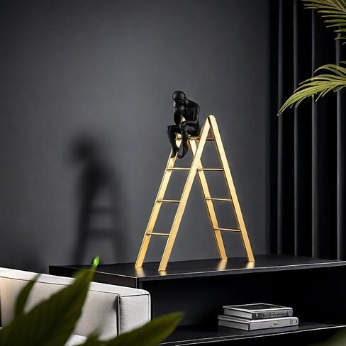 FUNSXBUG The Thinker Statue Thinking Man Statues Sitting on a Ladder Sculptures Collectible Figurine Home Decor Living Room Decoration (Large) in Saudi Arabia