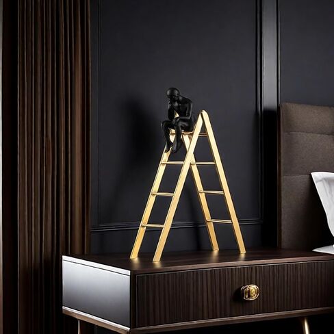 FUNSXBUG The Thinker Statue Thinking Man Statues Sitting on a Ladder Sculptures Collectible Figurine Home Decor Living Room Decoration (Large) in Saudi Arabia