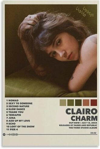 MEHB AORGH Clairo Charm 1 ملصق قماشي جداري لوحة فنية تزيينية لغرفة المعيشة وغرفة النوم هدية تزيين بدون إطار مقاس 12 × 18 بوصة (30 × 45 سم) in Saudi Arabia