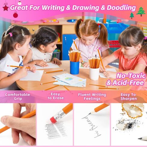 50 عبوة من أقلام الرصاص رقم 2 مع ممحاة، مجموعة كبيرة من أقلام الرصاص الجرافيت الصفراء لمستلزمات مكتب المعلم في الفصول الدراسية، رقم 2 قلم رصاص HB لكتابة هدايا رسم ورسم هدايا لحفلات الأطفال in Kuwait