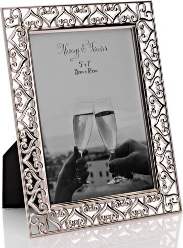 إطار صورة على شكل قلب مطلي بالفضة مقاس 5 × 7 بوصة in Kuwait