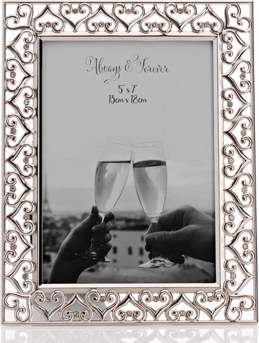 إطار صورة على شكل قلب مطلي بالفضة مقاس 5 × 7 بوصة in Kuwait