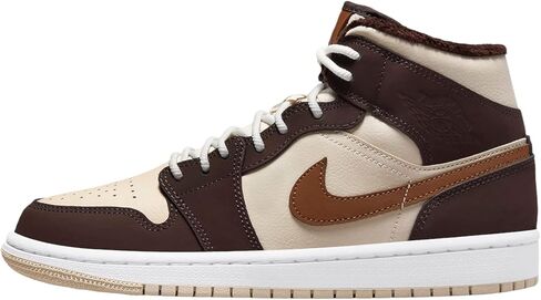 NIKE Air Jordan 1 Mid Women's Shoes (BQ6472-103, SAIL/Black-Desert) Size 5.5 in Saudi Arabia