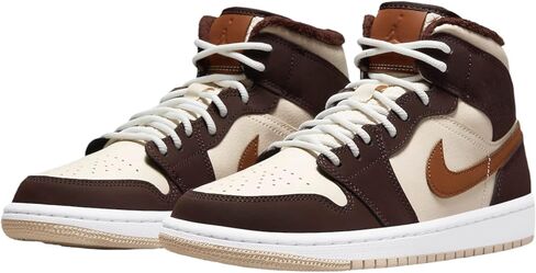 NIKE Air Jordan 1 Mid Women's Shoes (BQ6472-103, SAIL/Black-Desert) Size 5.5 in Saudi Arabia