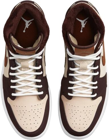 NIKE Air Jordan 1 Mid Women's Shoes (BQ6472-103, SAIL/Black-Desert) Size 5.5 in Saudi Arabia