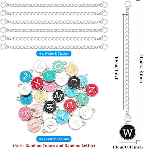 إكسسوارات سحر الحروف لكأس ستانلي، 26 قطعة سحر مقبض حرف الهوية مع 6 قطع سلاسل لكأس ستانلي بهلوان سحر التعريف الأولي لجميع مقابض أكواب الماء (ألوان وحروف عشوائية) in Kuwait