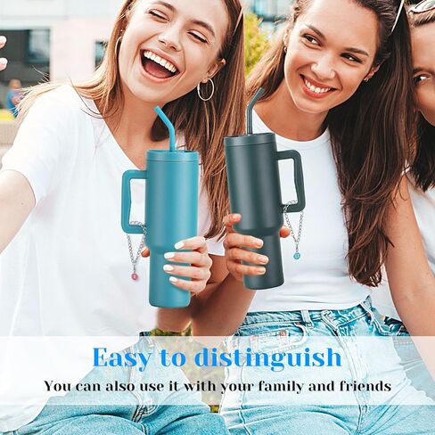 إكسسوارات سحر الحروف لكأس ستانلي، 26 قطعة سحر مقبض حرف الهوية مع 6 قطع سلاسل لكأس ستانلي بهلوان سحر التعريف الأولي لجميع مقابض أكواب الماء (ألوان وحروف عشوائية) in Kuwait