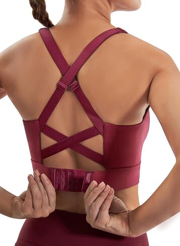 Ewedoos High Impact Sports Bras for Women High Support Adjustable Strappy Padded Sports Bra Workout Bras for Running Baby Blue in Saudi Arabia