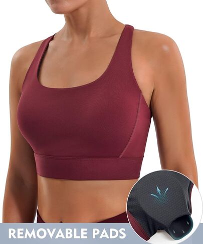 Ewedoos High Impact Sports Bras for Women High Support Adjustable Strappy Padded Sports Bra Workout Bras for Running Baby Blue in Saudi Arabia