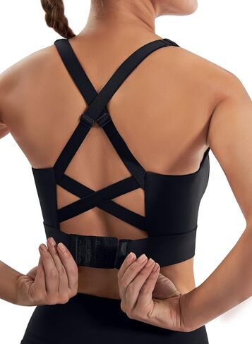 Ewedoos High Impact Sports Bras for Women High Support Adjustable Strappy Padded Sports Bra Workout Bras for Running Baby Blue in Saudi Arabia