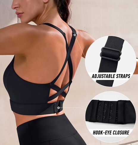 Ewedoos High Impact Sports Bras for Women High Support Adjustable Strappy Padded Sports Bra Workout Bras for Running Baby Blue in Saudi Arabia