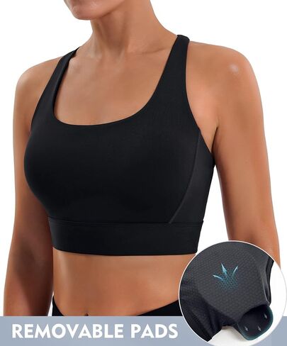 Ewedoos High Impact Sports Bras for Women High Support Adjustable Strappy Padded Sports Bra Workout Bras for Running Baby Blue in Saudi Arabia