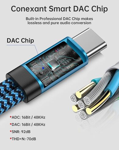2Pack 2 in 1 USB C to 3.5mm Aux Adapter, Android Dongle C to C Fast Charging for Samsung Galaxy, Apple iPhone 15 Headphone Jack Adapter, 60W PD Aux Audio Cord Adoptor, Aux Male to Female Converter in Saudi Arabia