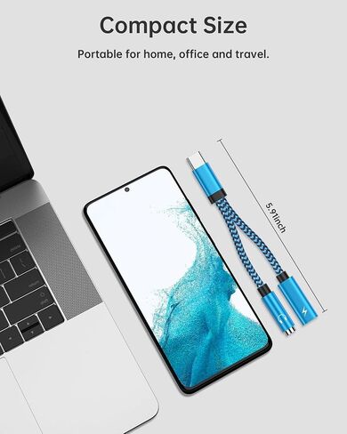 2Pack 2 in 1 USB C to 3.5mm Aux Adapter, Android Dongle C to C Fast Charging for Samsung Galaxy, Apple iPhone 15 Headphone Jack Adapter, 60W PD Aux Audio Cord Adoptor, Aux Male to Female Converter in Saudi Arabia