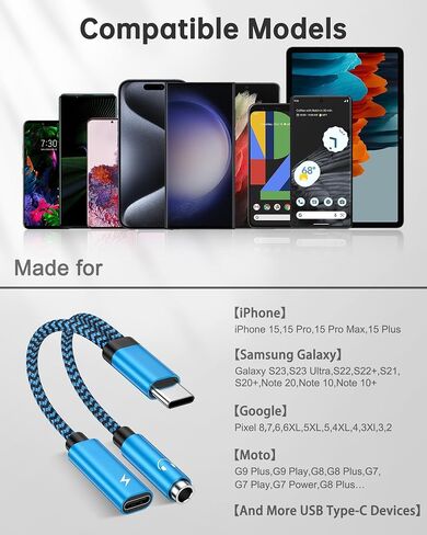 2Pack 2 in 1 USB C to 3.5mm Aux Adapter, Android Dongle C to C Fast Charging for Samsung Galaxy, Apple iPhone 15 Headphone Jack Adapter, 60W PD Aux Audio Cord Adoptor, Aux Male to Female Converter in Saudi Arabia