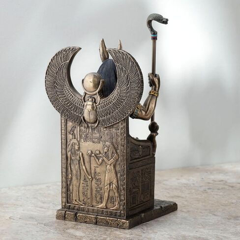 تصميم فيرونيز 10 5/8 بوصة الإله المصري أنوبيس يجلس على العرش من الراتنج باللون الأسود المطلي بالذهب الأسود in Saudi Arabia