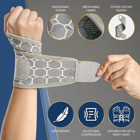 Carpal Tunnel Wrist Brace,Copper Compression Wrist Support Brace Adjustable Elastic Wrist Wraps Wrist Support for Men and Women,Sports,Weightlifting,Tendonitis,Carpal Tunnel Arthritis in Saudi Arabia