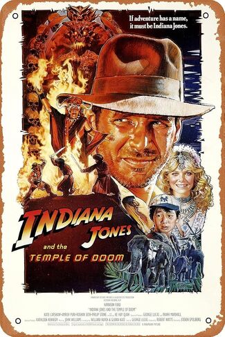 HTINSIGN Indiana Jones and The Temple of Doom Movie Poster Retro Metal Sign for Cafe Bar Pub Office Home Wall Decor Vintage Tin Sign Gift 12 X 8 inch in Saudi Arabia