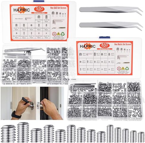 1400 Pcs 26 Size Set Screw Kit Metric&SAE Set Screw Assortment Kit 12.9 Alloy Steel Head Socket Hex Metric Set Screws Kit Black Zinc Plated Cup-Point Screws (M3-M8, 1/8"-40 to 5/16"-18) in Saudi Arabia