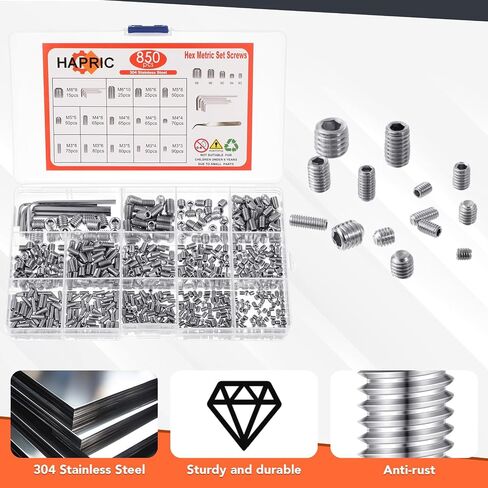 1400 Pcs 26 Size Set Screw Kit Metric&SAE Set Screw Assortment Kit 12.9 Alloy Steel Head Socket Hex Metric Set Screws Kit Black Zinc Plated Cup-Point Screws (M3-M8, 1/8"-40 to 5/16"-18) in Saudi Arabia