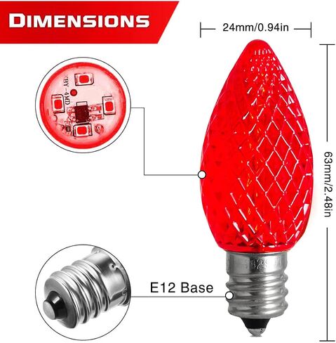 25 Pack Replacement c7 LED Halloween Light Bulbs Shatterproof C7 Led Light Bulbs 1W Mini Bulb Candelabra E12 Base Decor Purple Light Bulbs, String Lights, Window Candle Indoor Outdoor in Saudi Arabia