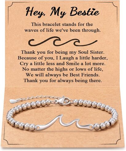 Tarsus Gift for Friends, The Waves of Life We've Through Together, Woman Friendship Gifts Idea, Wave Bracelet for Best Friend Bestie Soul Sister Christmas Valentines Day Birthday Gifts For Her in Saudi Arabia